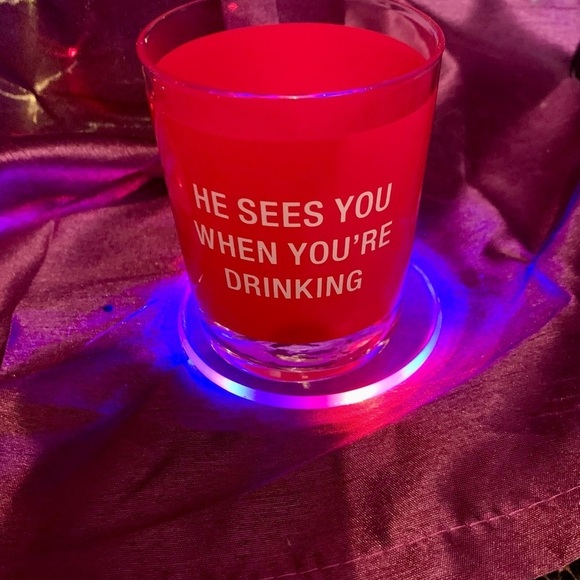 Holiday Bundle- He Sees You When Your Drinking Short Glass + LedCoaster - Picture 2 of 3